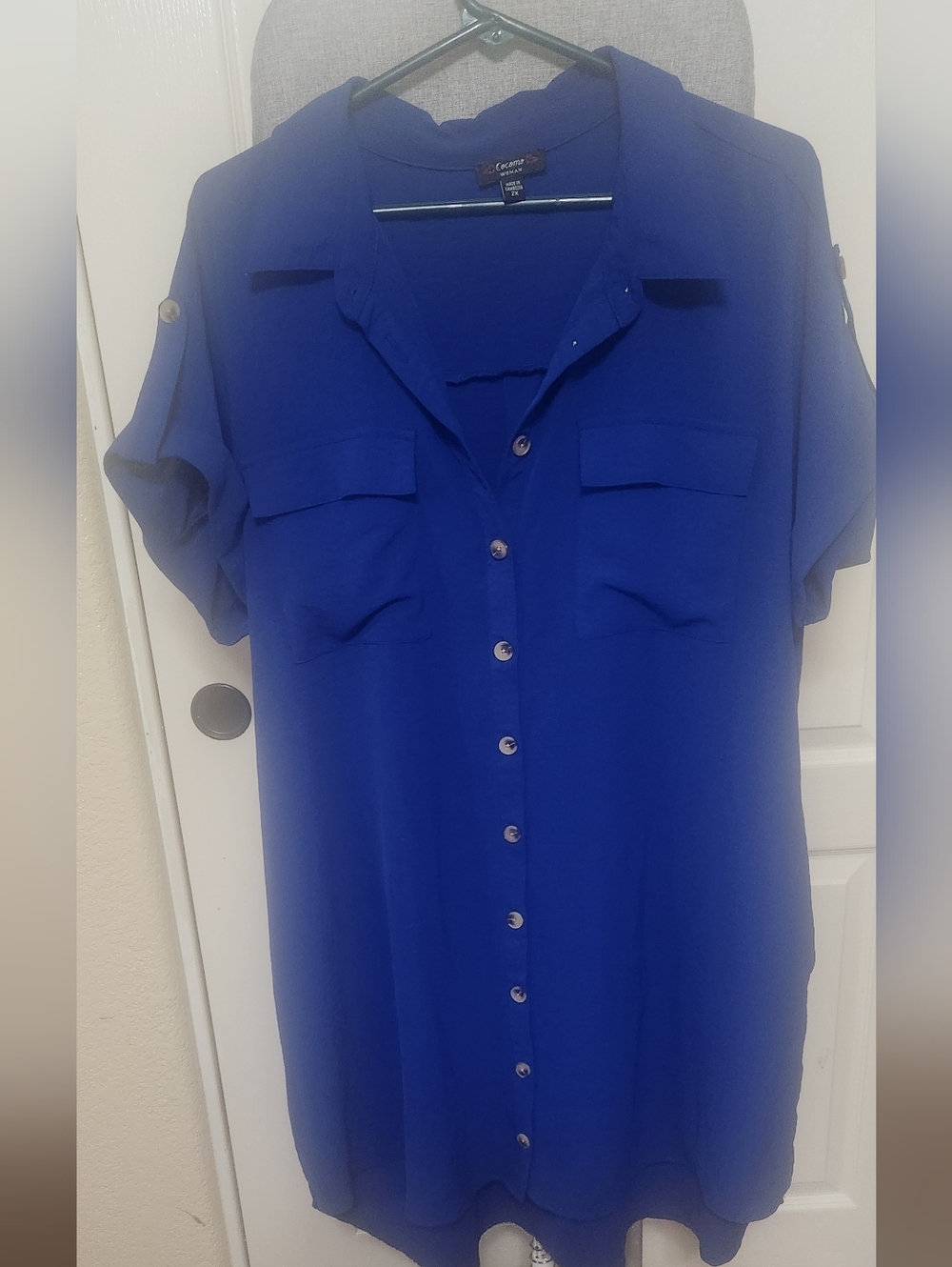 Cocomo Vibrant Blue Women's Button Down Dress Size 2x